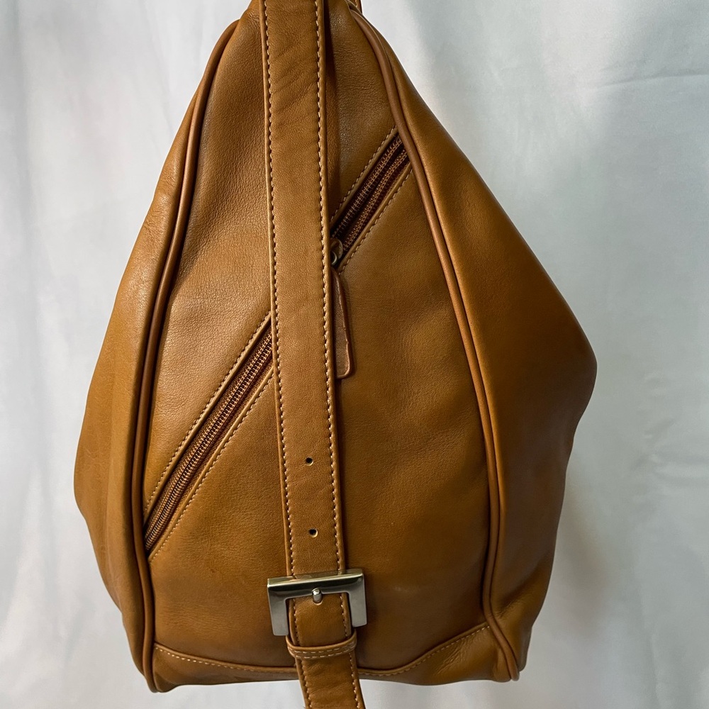 Tignanello Caramel Leather Hobo Bag